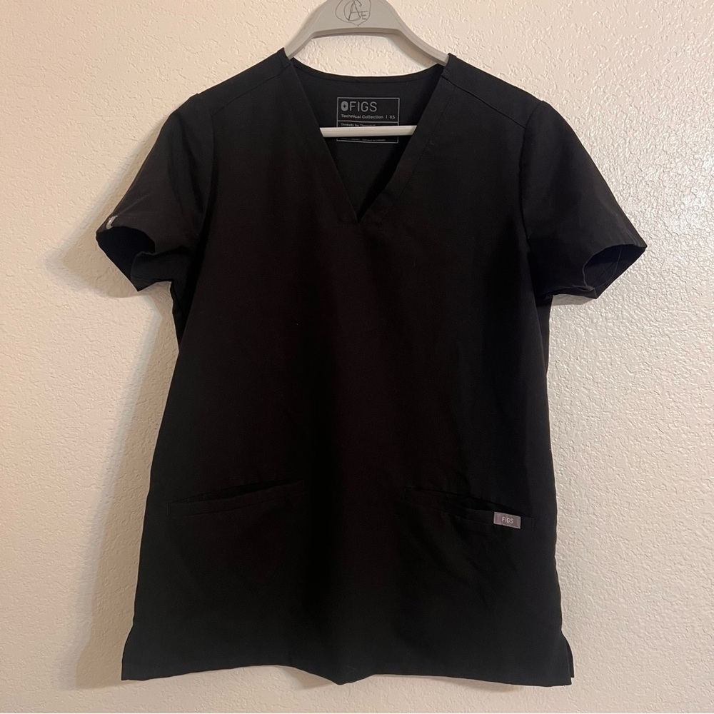 Figs Black Scrub Top XS technical collection